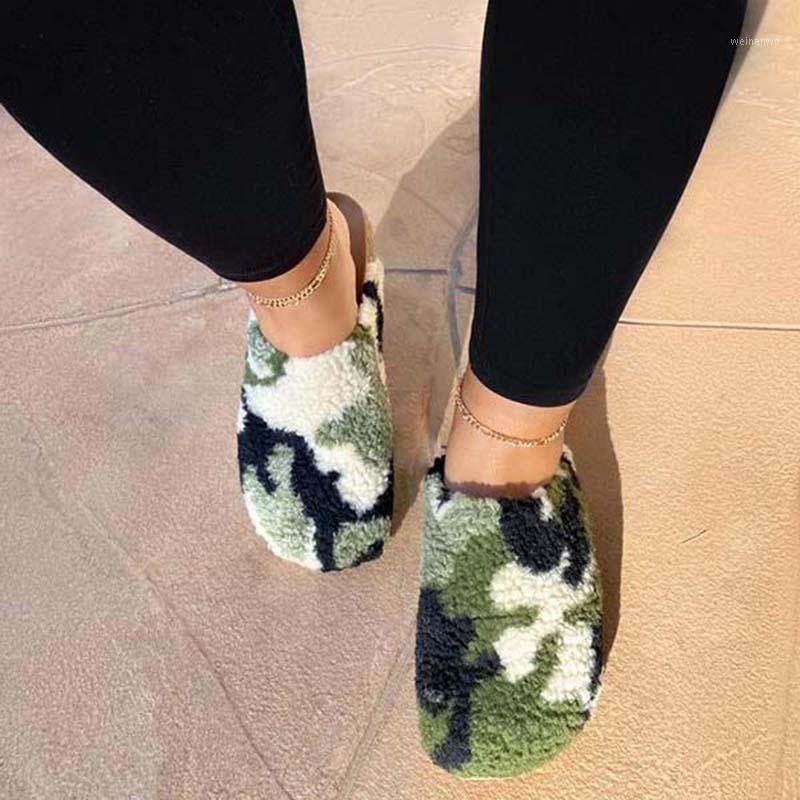 

Fashion Closed Toe Daily Casual Flats Shoes Simple Warm Comfy Furry Slipper Faux Fur Slides Round Toe Footbed Cork Slip On Flat1, Black