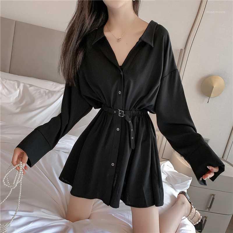

New Spring Vintage Shirt Black Dress Female Gothic Long sleeves Sexy Shirt Dress Punk Style Dresses1
