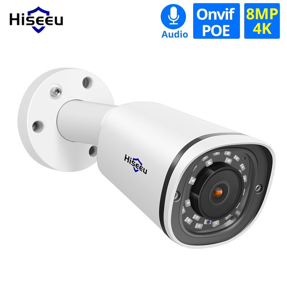 

4K 8MP POE IP Camera Outdoor Waterproof Audio CCTV Bullet Camera Motion Detection ONVIF For PoE NVR 48V