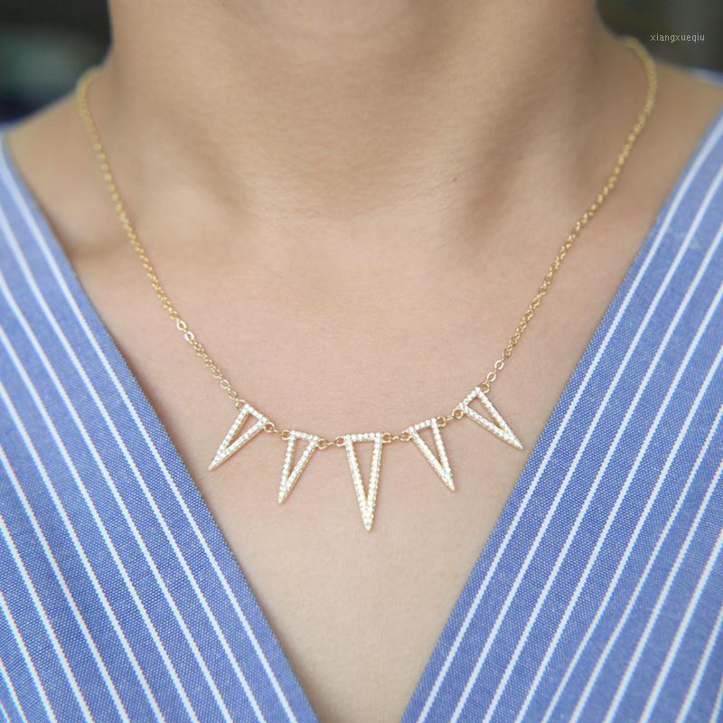 

Chokers Geometric Punk Rock V Shape Women Jewelry Cz Hollow Triangle Spike Link Chain Gold Silver Color Fashion Statement Necklace, Golden;silver