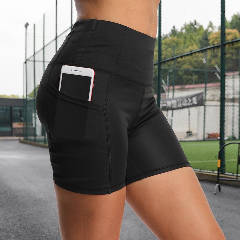 

New High Waist Elasticity Yoga Shorts Sport Leggings Workout Out Pocket Leggings Fitness Sports Gym Running Yoga Athletic Shorts1, Black