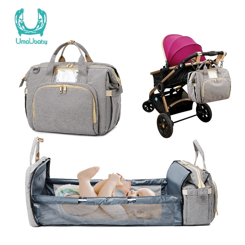 

Umaubaby Stroller Large Capacity Diaper Bags bed Mummy baby Nappy Pram Hanging bag Infant Care Organizer 201125, Black