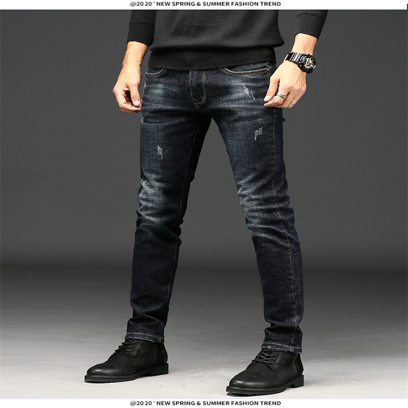 

Jeans Pants for Men Casual Autumn and Wnter New Black Blue Fashion Jeans Men's Long Pants Asain Size -36