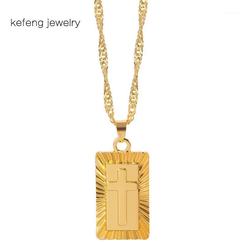 

Classic Mens Cross Pendant Necklace Religion Jesus Christ Cross Pendants Necklaces Christianity Jewelry Items Gift Gold Color1