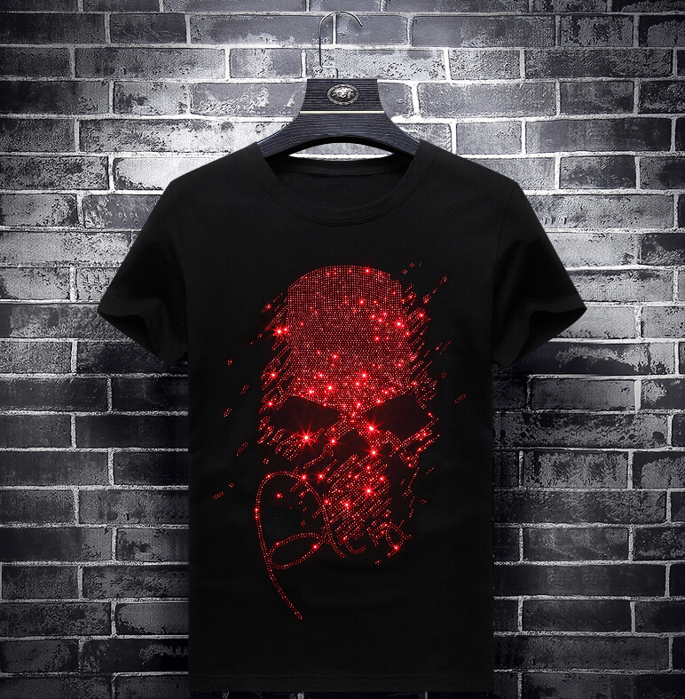 

2021 New Summer t Shirt Mens 100% Cotton T-shirts Tee Short Sleeve High Quality Rhinestones Tshirt Tops Ae8i, As shown