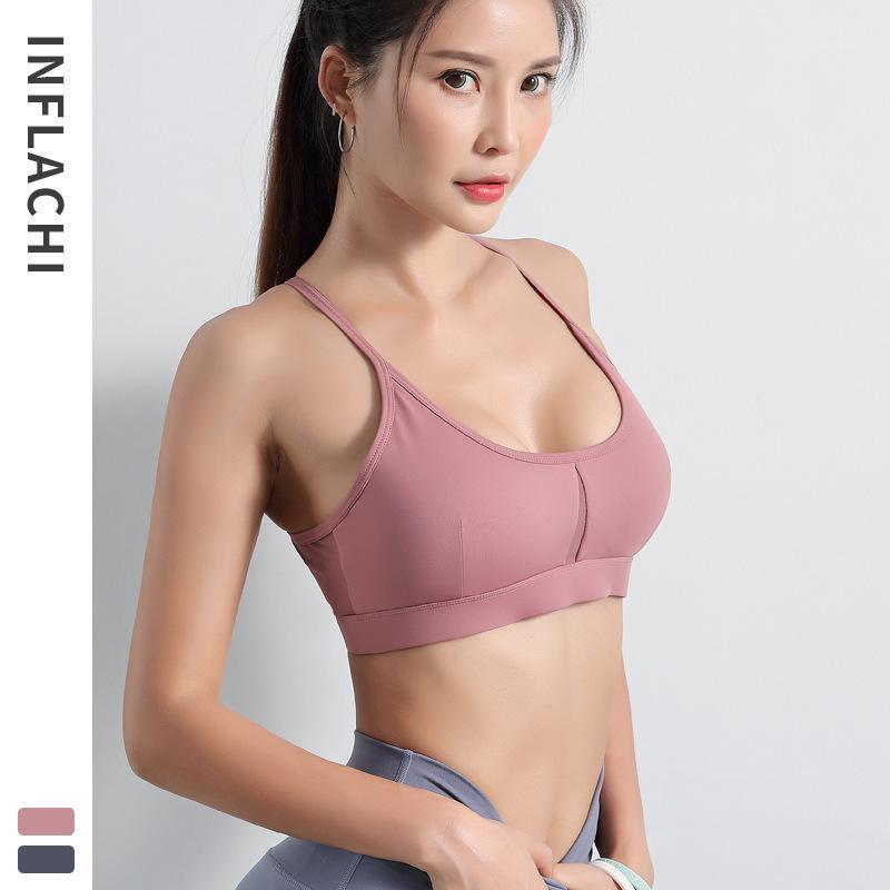 

2020 Outer Wear--resistant Sports Underwear Bra Vest Womens Beauty Back Push up Stereotypes Fitness Running Gauze Yoga /301, Pink