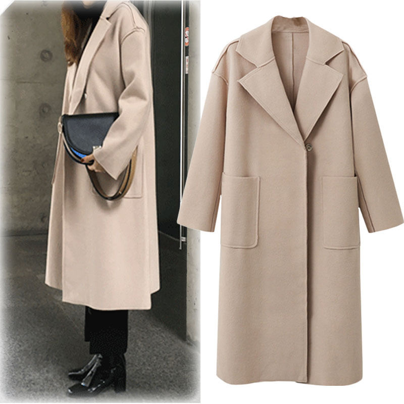 

European designer Womens Tops And Blouses Long Coat Women Trench Coat For Women Spliced High Street Women Cashmere Coat, Black