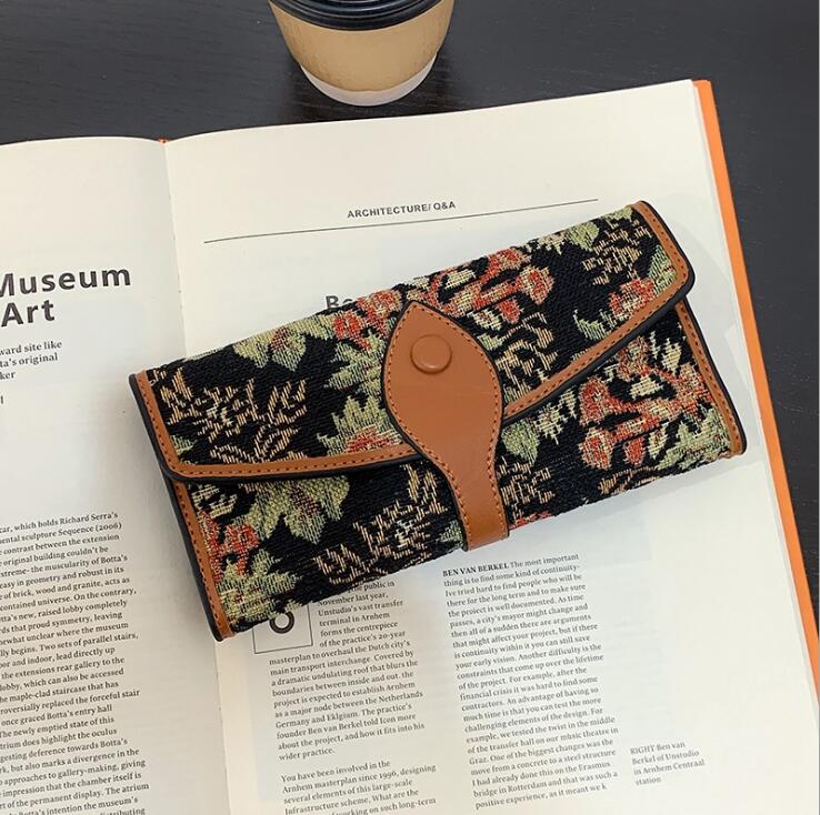 

Factory wholesale women handbag small fresh flowers womens wallets multifunctional printed leather long wallet large capacity leathers purse, Black2(boutique box)