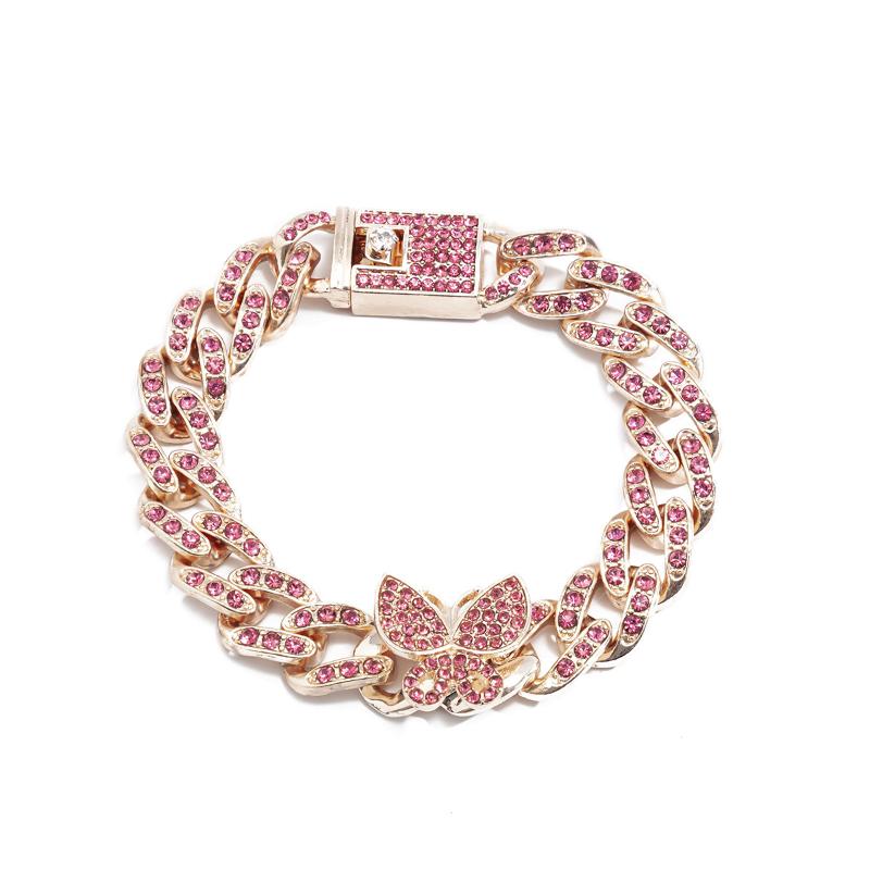 

Charm Bracelets TIMEONLY Fashion Chunky Cuban Chains Butterfly Multicolor Crystal Bracelet For Women Femme Retro Jewellery