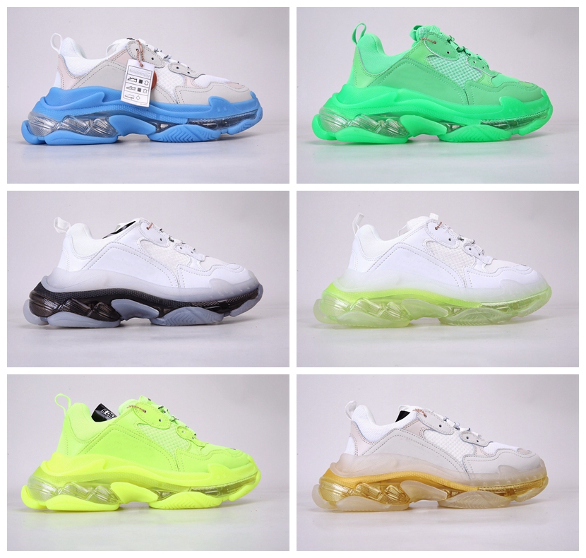 

Fashion Italy Triple S Shoes Clear Bubble Midsole Men Women Green Black White Triple-S Casual Sneakers Increasing Leather Dad Shoes