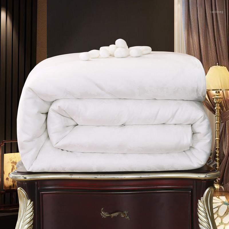 

Winter Chinese 100% Mulberry Silk Quilt Insert Filling Quality Handmade Four Seasons Silk Comforter Blankets 100% Cotton Duvet1, White