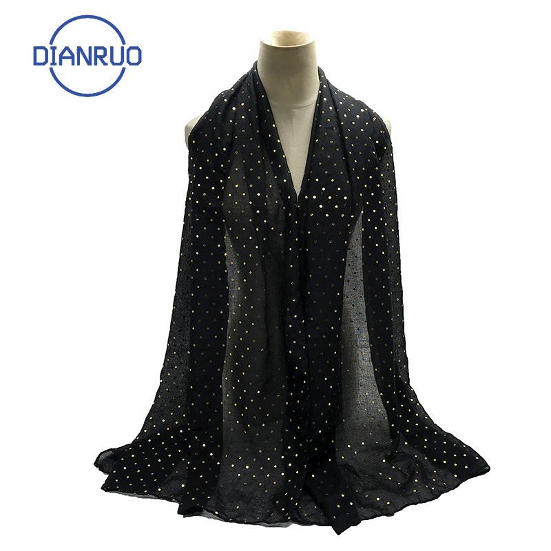 

DIANRUO Autumn Fashion Ladies Shawls and Wraps Spring New Islamic Fashion Gold Dot Print Women's Multicolor Scarf Q161