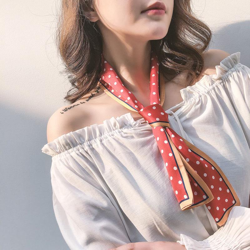 

New Design Twill Silk Scarf Women Fashion Skinny Scarf Small Handle Bag Ribbons Female Multifunction Hair Head Scarves Wrap