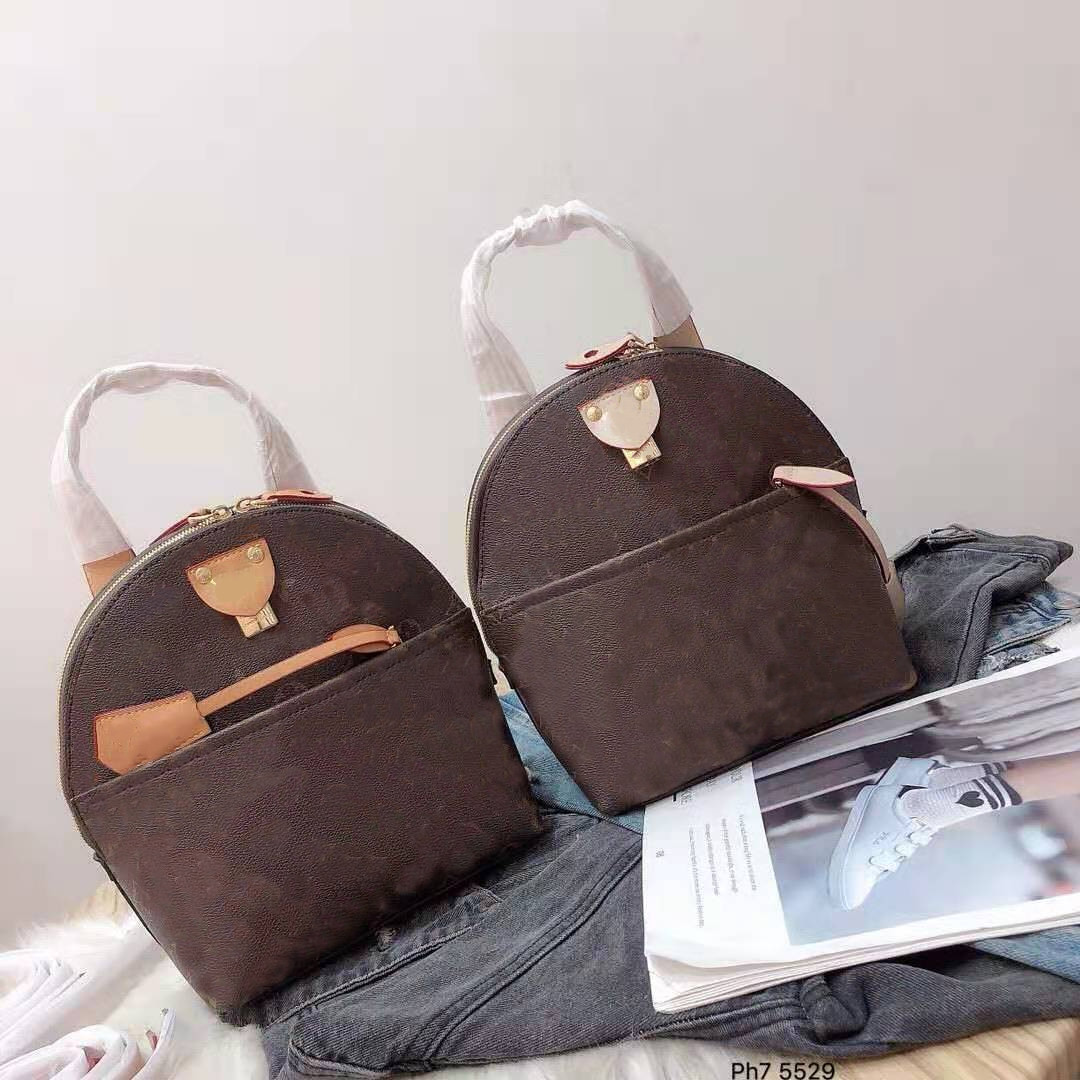 

Lady Handbags Girls Women Genuine Leather Backpack Style Woman Shoulder Oblique Cross Package Travel Backpacks Reading Printed Fashion Bags, Brown