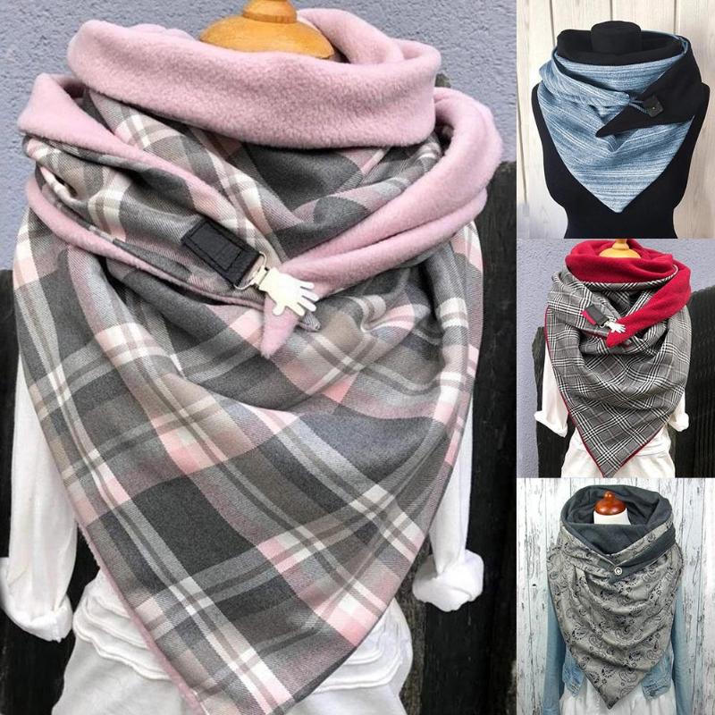 

165cm Winter Scarf Women Flower Leaf Print Button Scarfs for Ladies Soft Neck Wrap Scarves Shawl Women Warm Scarf Shawl Wrap