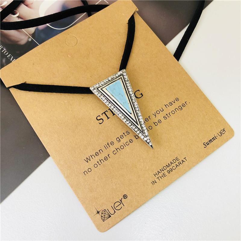 

99S SUMNI Black wide leather rope, retro crack, Triangle Pendant, long necklace, woman For Women Free Shipping