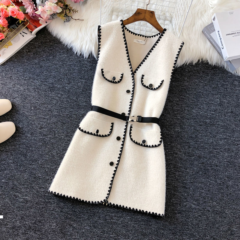 

primavera 2021 New de l feminino decote v mdio longo cinto colete nova moda senhoras y214 5OZU, Baise