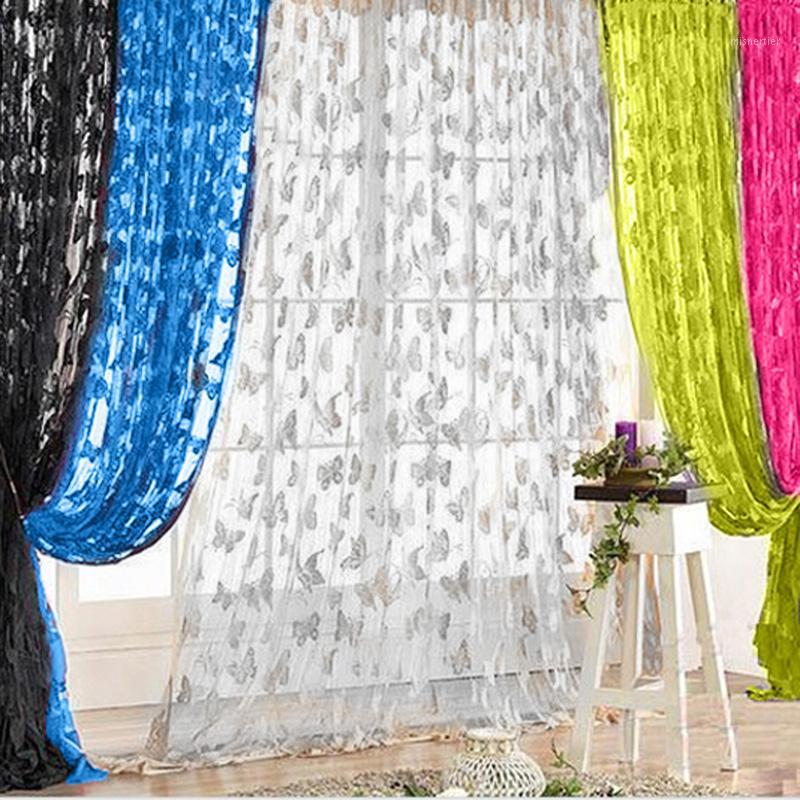 

200x100cm Window Curtains Butterfly Tassel String Door Curtains for Living Room Bedroom Divider Curtain Home Decoration1, Black