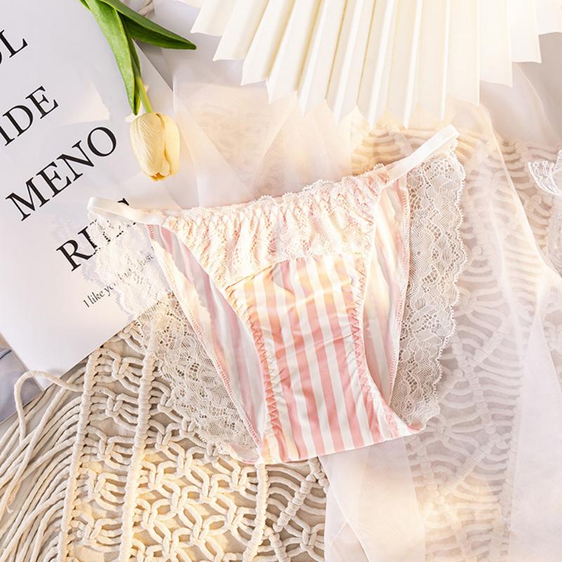 

New Sexy Temptation Low-Waist Women's Panties Japanese Printed Bow Sweet Lace Breathable Briefs, Style 6