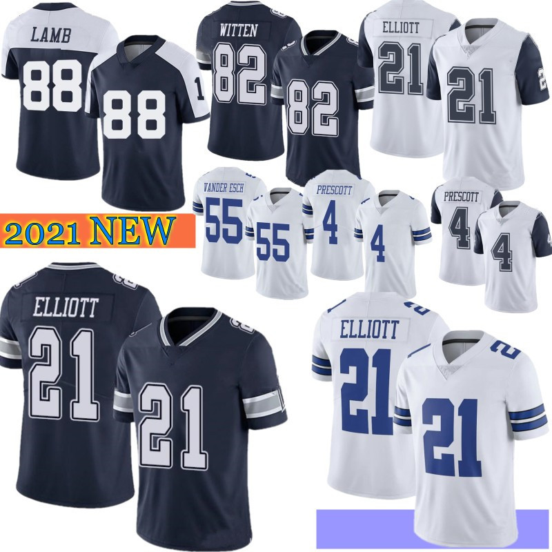 

21 Ezekiel Elliott 88 CeeDee Lamb Men Football Jerseys 4 Dak Prescott Leighton Vander Amari Cooper Staubach Witte Hot 2021, Black;red
