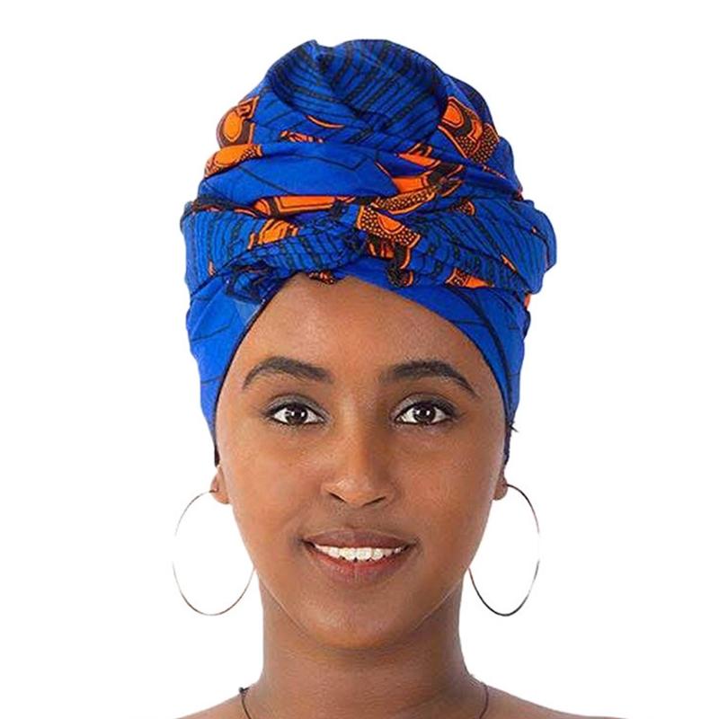 

Womens Head Wrap Tie Polyester Geometric Wax Print Large Turban Bandana Stretch, Yellow