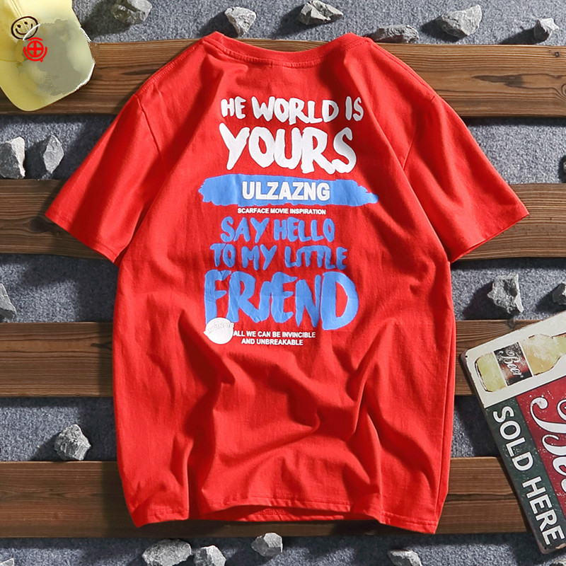 

2021 New Funny T-shirts Hip Hop Shirts Letters T-shirt the Cotton Neck of Summer Short Sleeves Top Men Men's Clothing N04U, Red