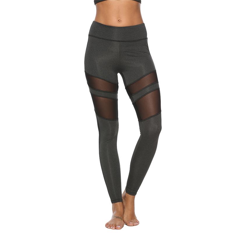 

Women Yoga Pants 2021 New Sportwear Pants Elastic Mesh Patchwork High Waist Casual Fitness For Femme, Dark gray