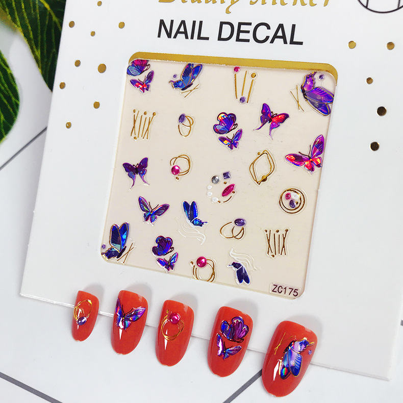 

2021 Charm 3D Colorful Nail Sticker Self Adhesive Jewelry For Nails Beads Sliders Tips Manicure DIY Decoration, As picture