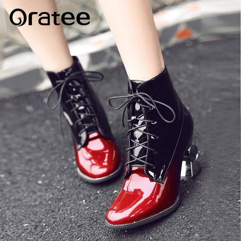 

New spring Winter Women Pumps Boots High Quality Lace-up European Ladies shoes PU high heels Boots Fast delivery, Black