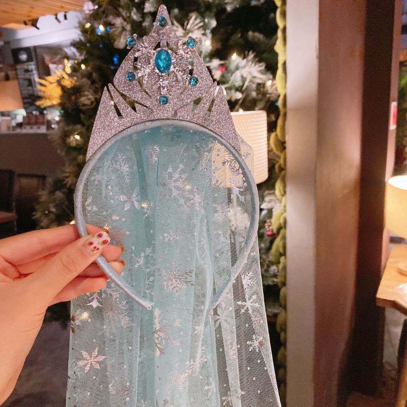 

Korean Children Crown Veil Headband Girls Bow Hairhead Princess Veil Girl Crown Headdress Accessories