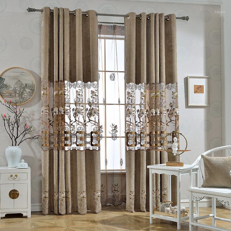 

Modern Classic Retro Chinese Style Hollow Semi-shade Curtains For Living Room Coffee Embroidered Elegant Tulle Thick Curtain1, 1pc tulle