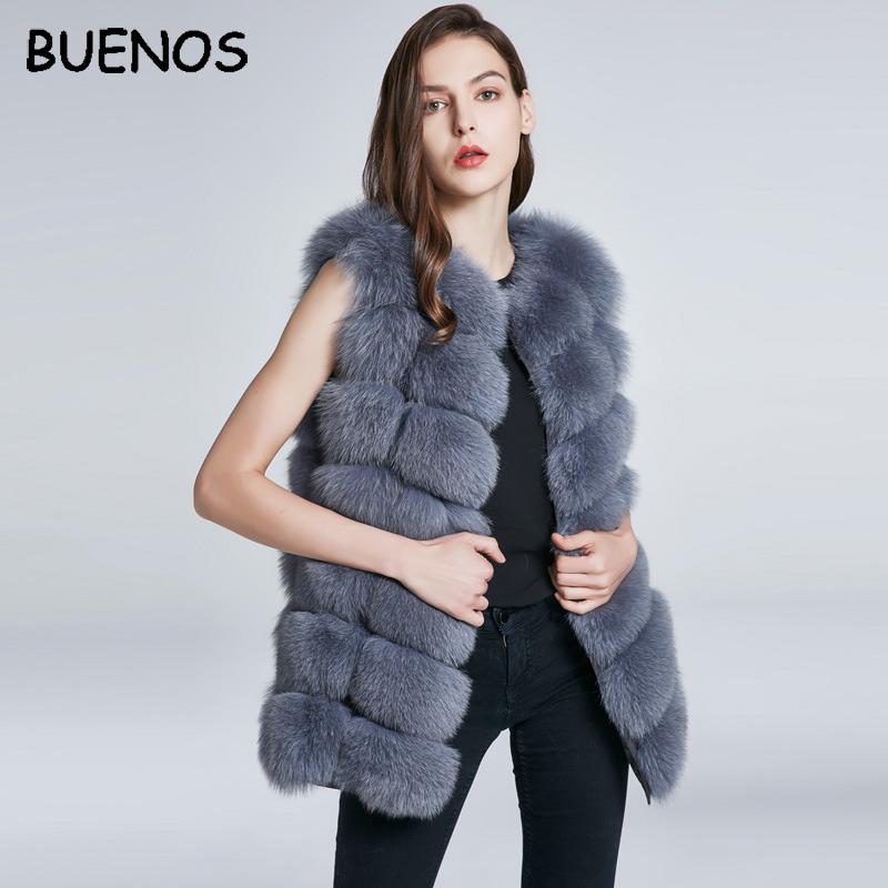 

BUENOS 2020 Winter Women' Fur Vest coat Luxury Faux Warm Fur Jacket Fashion furs Coats Jacket Female, Green