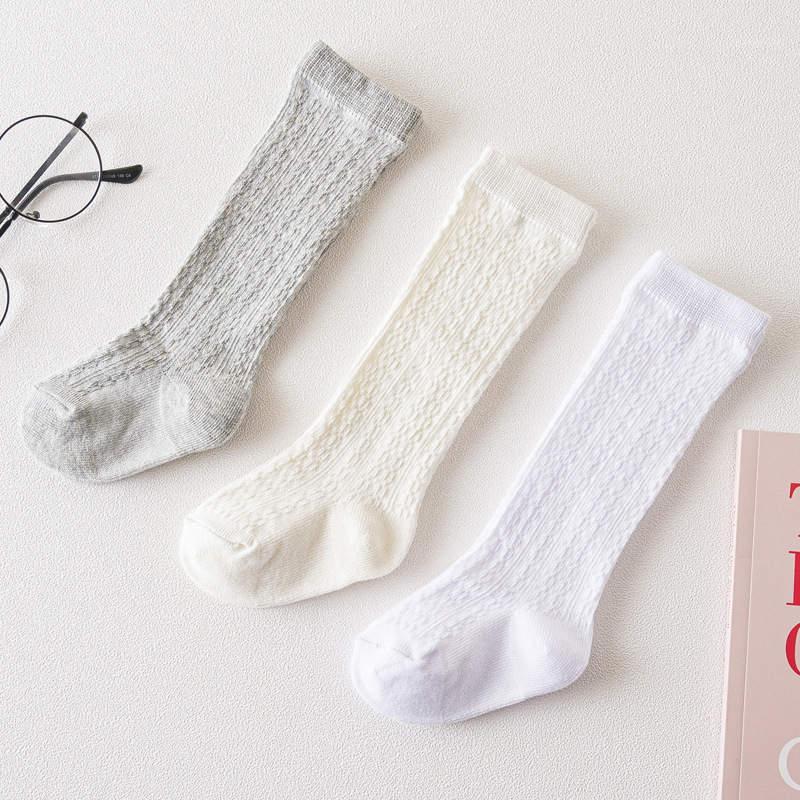 

Wecute 2020 New Baby Girls Cotton Knee High Socks Solid Color Kids Toddler Double Needle Short Socks For Children Baby1, Beige