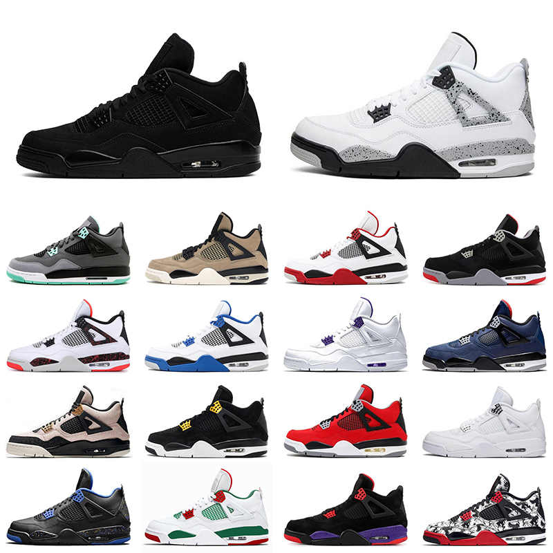 

4 mens basketball shoes 4s white cement bred fire red cool grey black cat men trainer sports sneakers, Pg