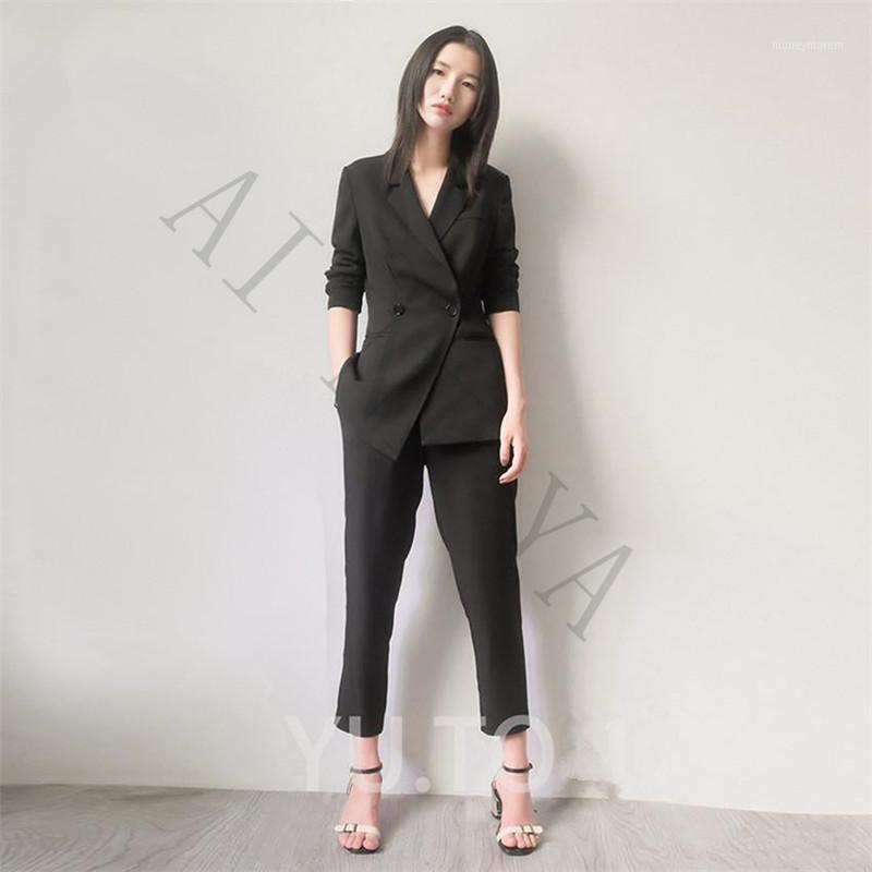 

Jacket+Pants Womens Business Suits Black Female Office Uniform Formal Ladies Trouser Suit Double Breasted Prom Party 2 Piece1, Same as picture