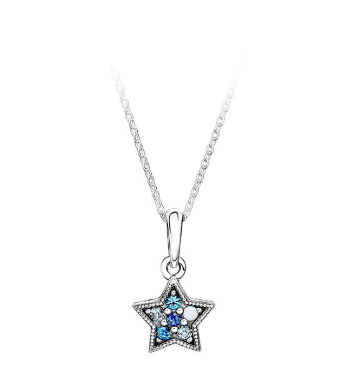 

quality s925 silver womens designer blue star necklace fashion ladys jewelry for pandora style pendant necklace