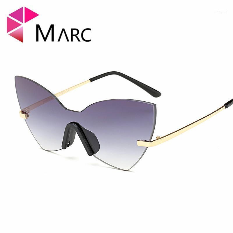 

Sunglasses MARC UV400 WOMEN Eyewear Round Designer Oculos Plastic Pink Gold Cat Eye Gradient Mirror Rimless1