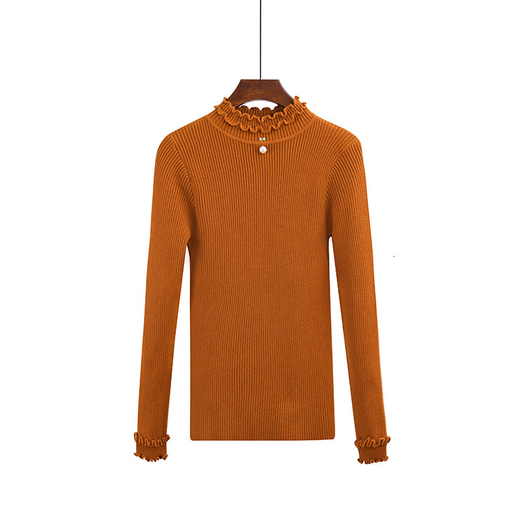 

2021 New Women Pullover Sweater Cute Gilr Pullovers Top Autumn Winter Ribbed Knitted Female Jumper Christmas Sweaters Yxo5, Orange