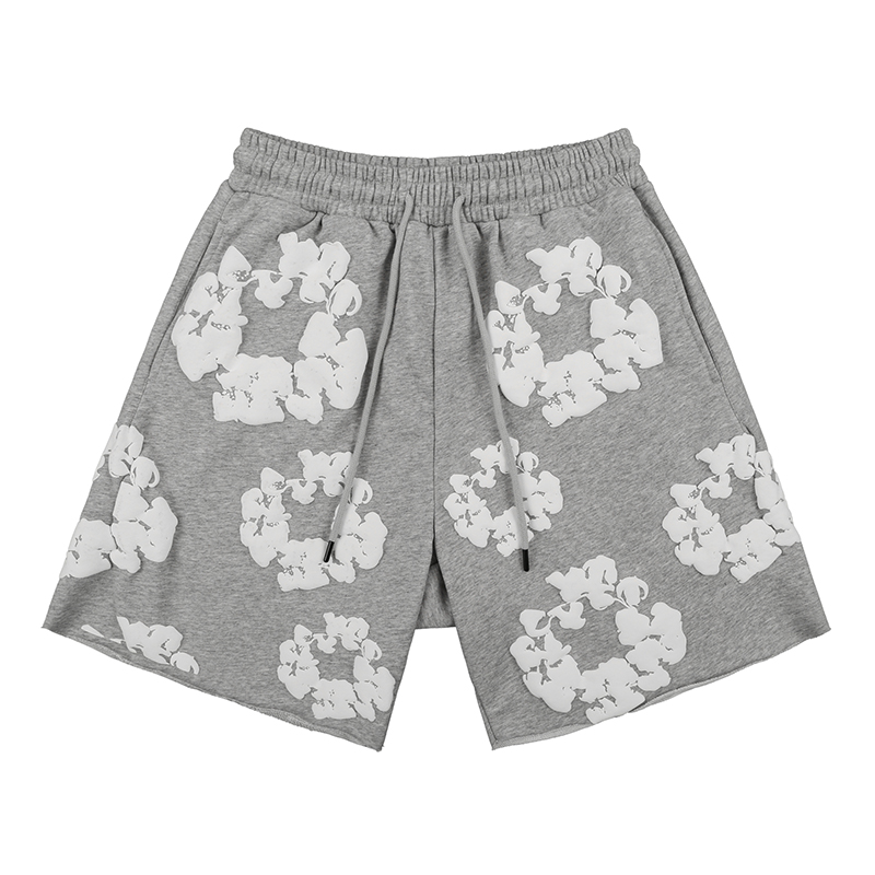 

Foam Shorts Pants Drawstring Casual Terry Five Point Sweatpants Mens Hip Hop Loose Summer Shorts, White