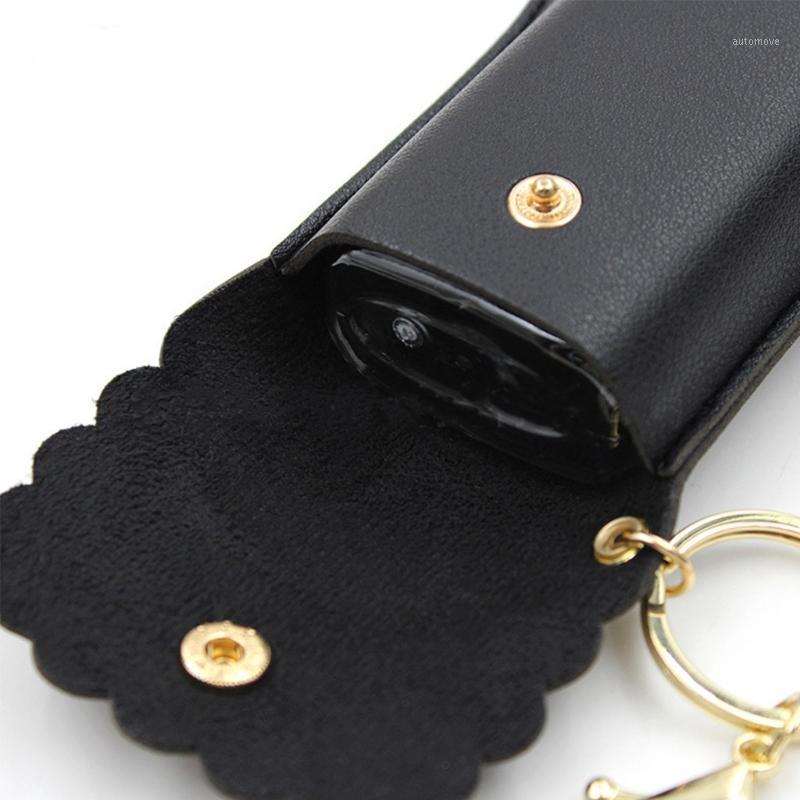 

Empty Bottle PU Leather Hand Sanitizer Keychain Holder Refillable with Flip Cap T4MD1