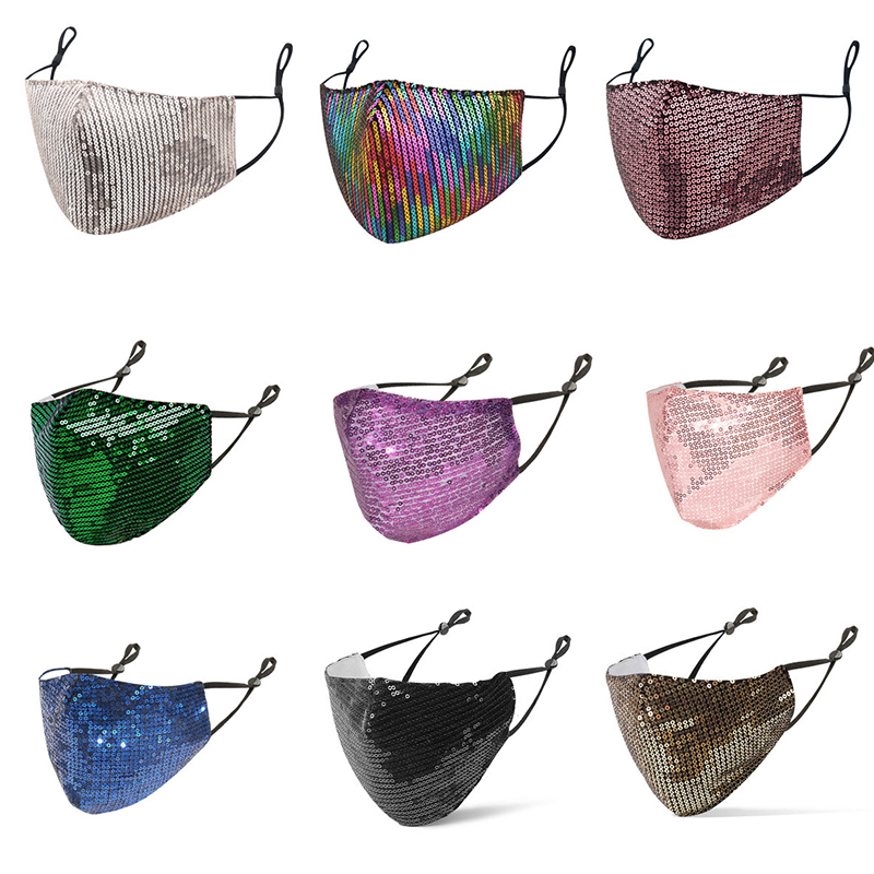 

Reusable Washable Colorful Sequins Bling Mask Unisex Fashion Shiny Face Mouth Cover Masks Face Decoration Nightclub Accessories YL0079-1