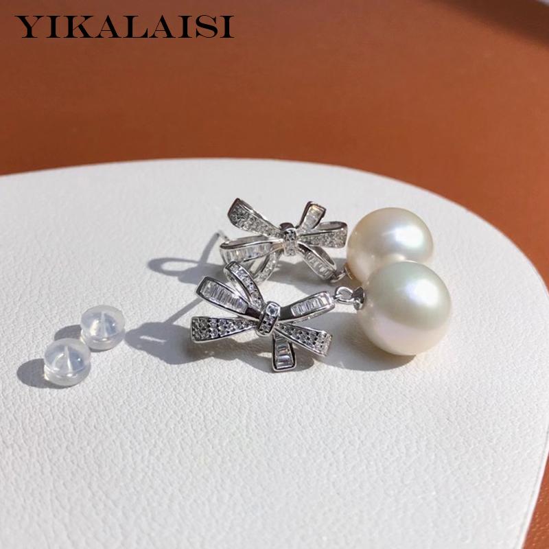 

YIKALAISI 925 Sterling Silver Earrings Jewelry For Women 9-10mm Round Natural Freshwater Pearl Earrings 2020 Fine Wholesales