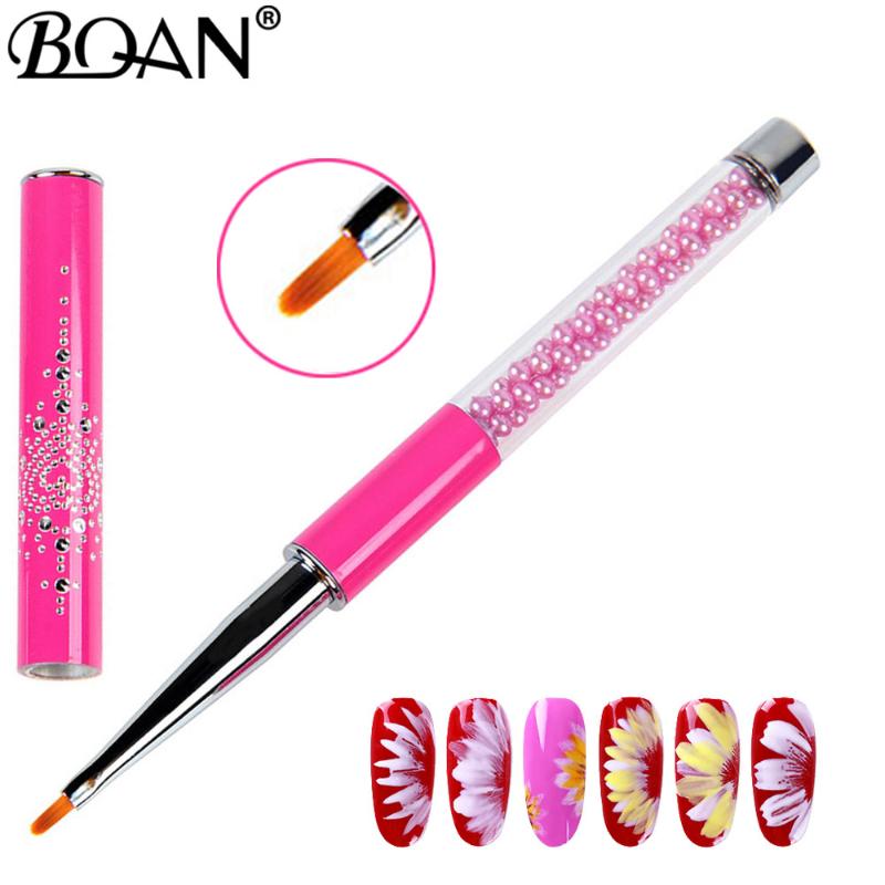 

BQAN Rose Red Oval Petal Nail Brush UV Gel Builder Acrylic Nail Brush Painting Pen Tools Manicure Rhinestone Handle