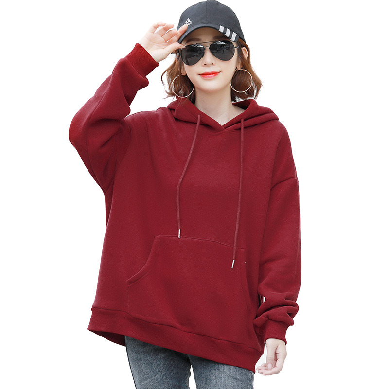 

2021 Women's Autumn Winter New Fashion Casual Large Size Hooded Sweatshirts Students Girl Red Pullovers Fww8, Gray pink