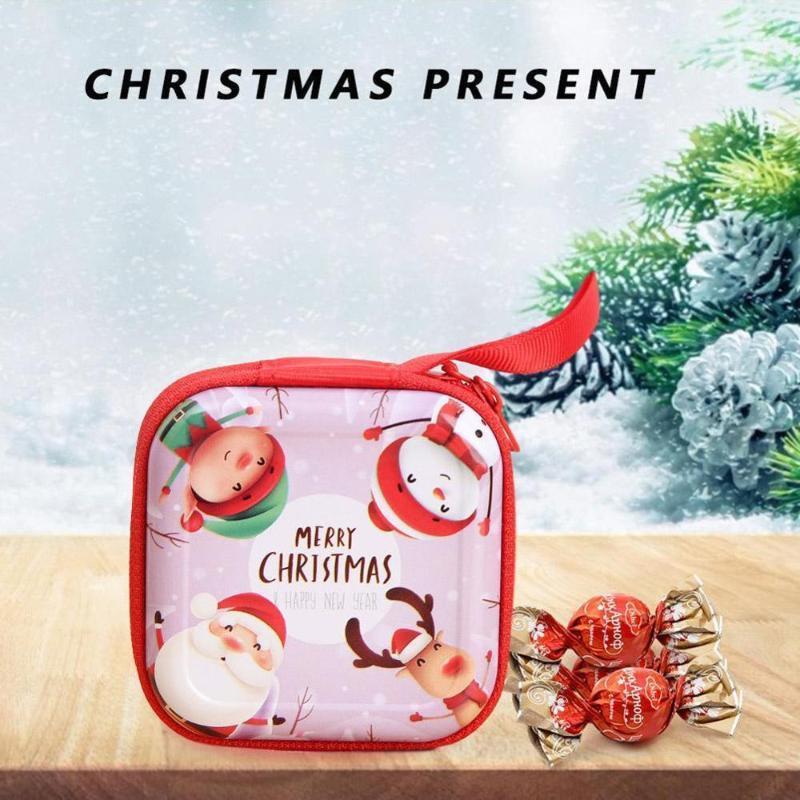 

Cartoon Tinplate Square Xmas Candy Bag Purse Coin Wallet New Year Child Gifts Christmas Decorations for Home1