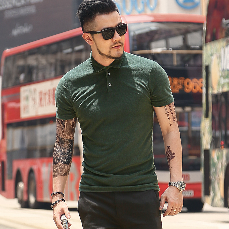 

2021 The New Summer Shirt Male Fashion Mark Cotton Short Sleeve Men' Polo Shirts Solid Breathable Tops Pl-68 18q6, Blue