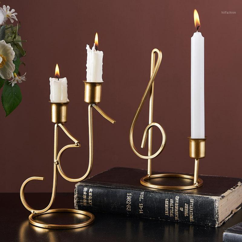 

Nordic Music Symbol Candle Holder Handicrafts Creative Metal Art Crafts Candlestick Ornament Home Wedding Decoration Frunishings1