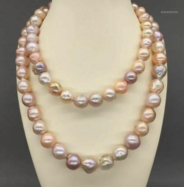 

gorgeous 12-13mm south sea baroque multicolor pearl necklace 36inch 50"1