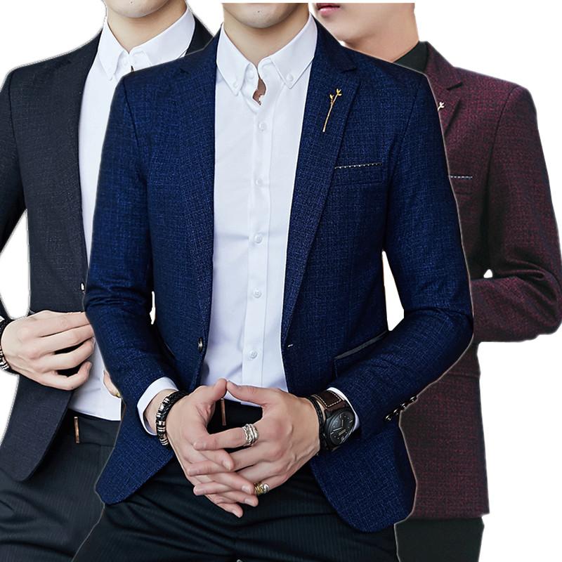 

Large Size Men Suit Jacket Long Sleeve, Slim Design Blazer Male Wedding Party Coat Blue Black Red Outerwear 5XL