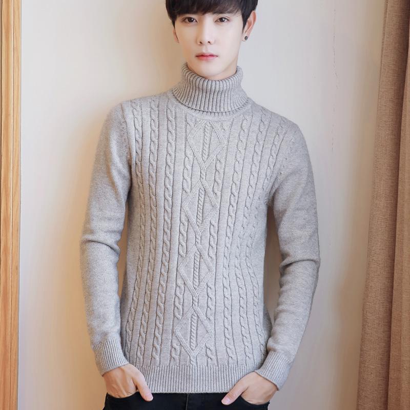

2021 New Sweater Men Turtleneck Slim Fit Knitted Pullover Male Solid Color Knitwear Tops Fashion Brand Clothes -3XL ropa hombre, Black